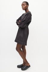 Ganni Black & White Contrast Stitch Dress
