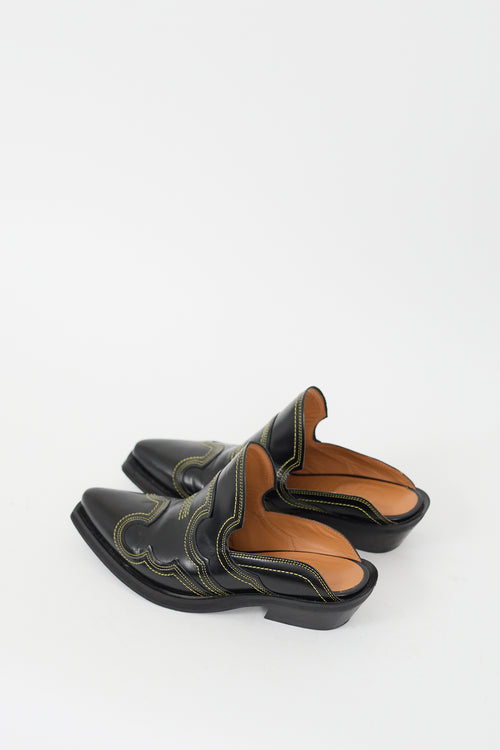 Ganni Black & Yellow Western Mule