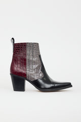 Ganni Black & Multi Embossed Leather Western Boot