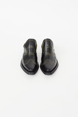 Ganni Black & Yellow Contrast Stitch Western Mule