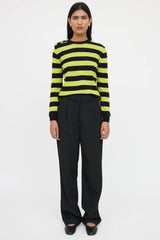 Ganni Cashmere Striped Jewel Snap Knit Sweater