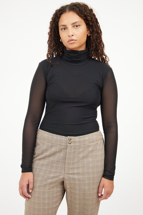 Ganni Black Mesh Top