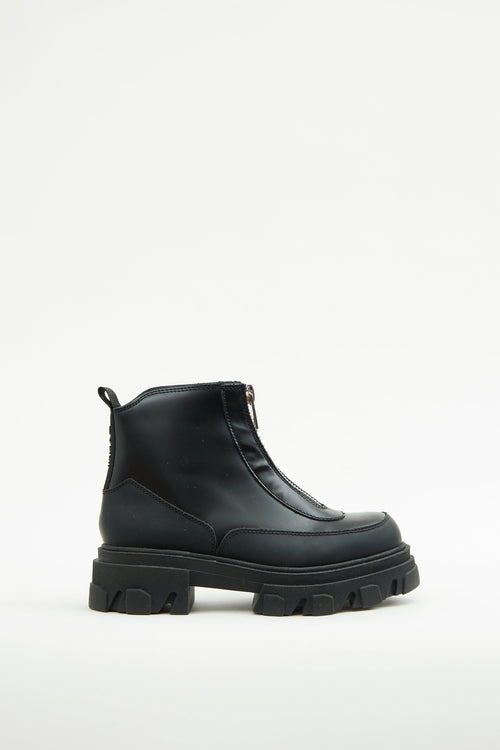 Ganni Black Zip Ankle Boot