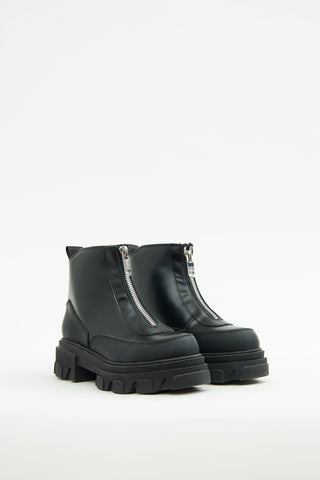 Ganni Black Zip Ankle Boot