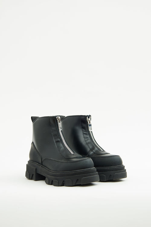 Ganni Black Zip Ankle Boot