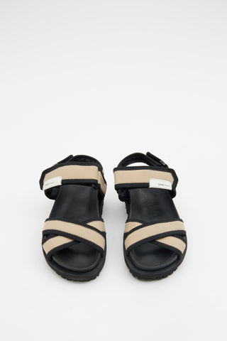 Ganni Black & Beige Leather Sandal
