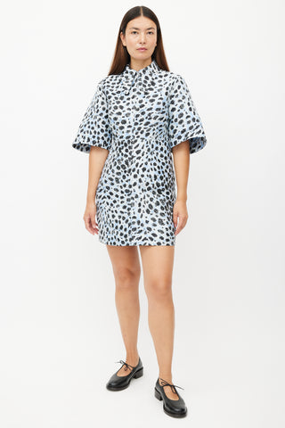 Ganni Bue & Black Crispy Print Shirt Dress