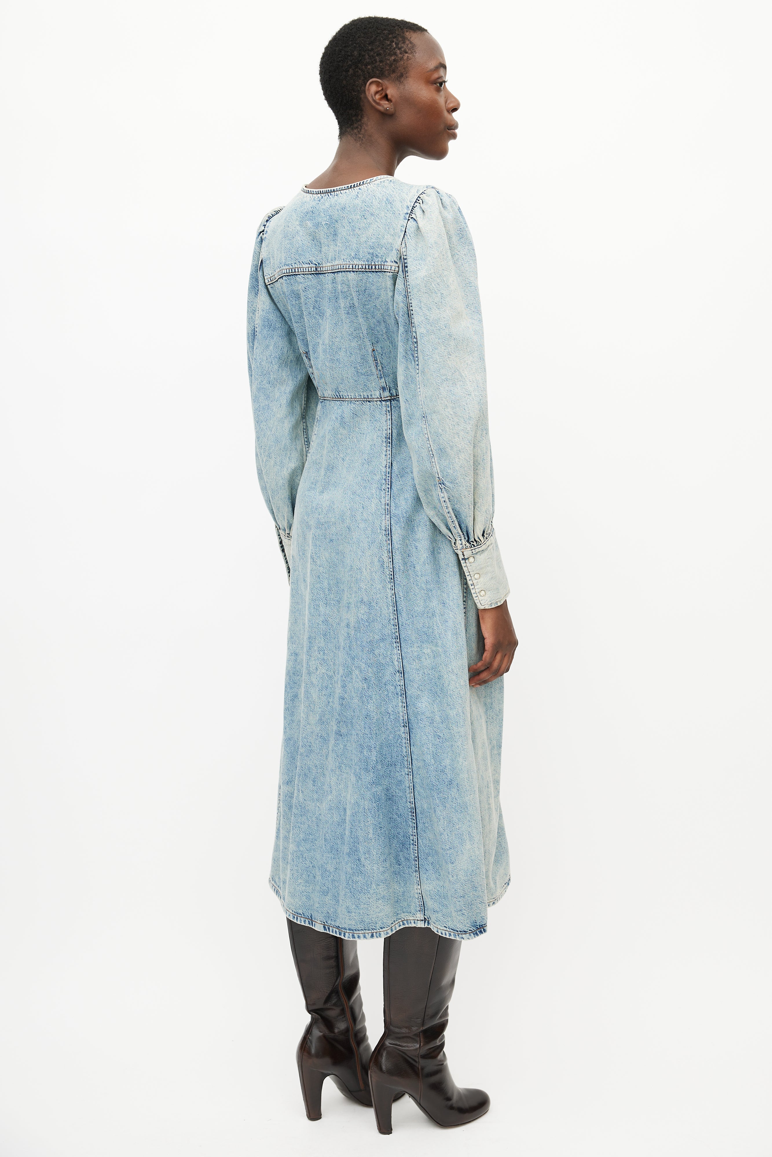 Ganni // Blue Denim Wrap Dress – VSP Consignment