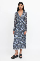 Ganni Floral Mesh Wrap Dress