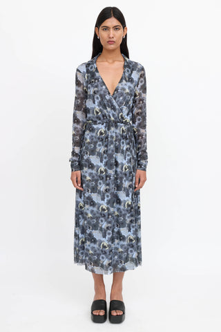 Ganni Floral Mesh Wrap Dress