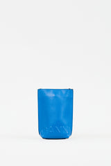 Ganni Blue Leather Logo Crossbody Pouch