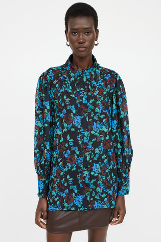 Ganni Floral Button Up Top