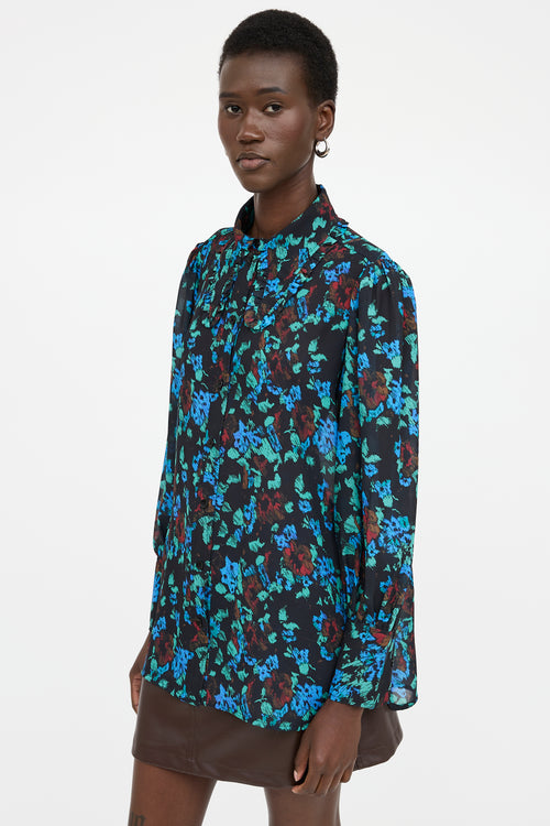 Ganni Floral Button Up Top