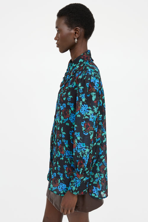Ganni Floral Button Up Top