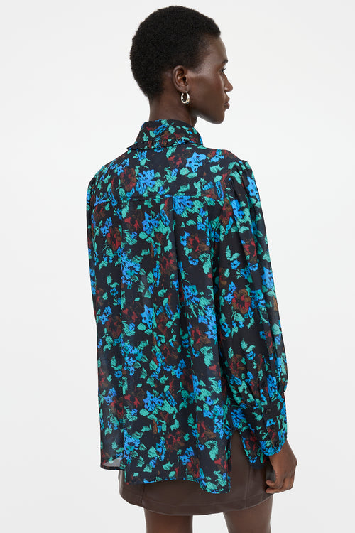 Ganni Floral Button Up Top