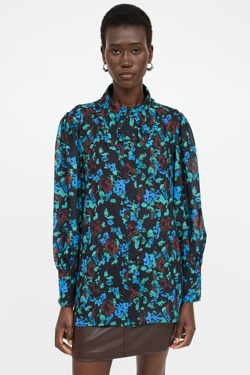 Ganni Floral Button Up Top