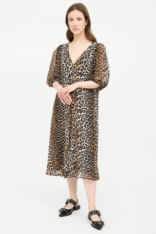 GanniPrinted V-Neck Dress