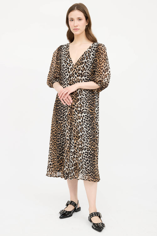 GanniPrinted V-Neck Dress