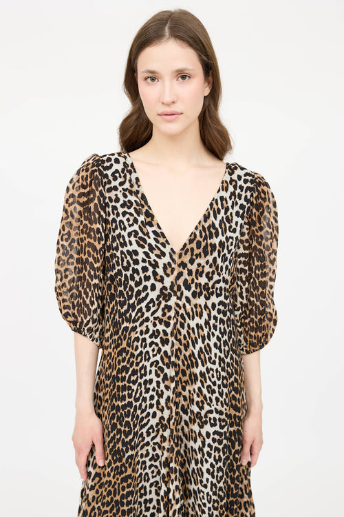 GanniPrinted V-Neck Dress