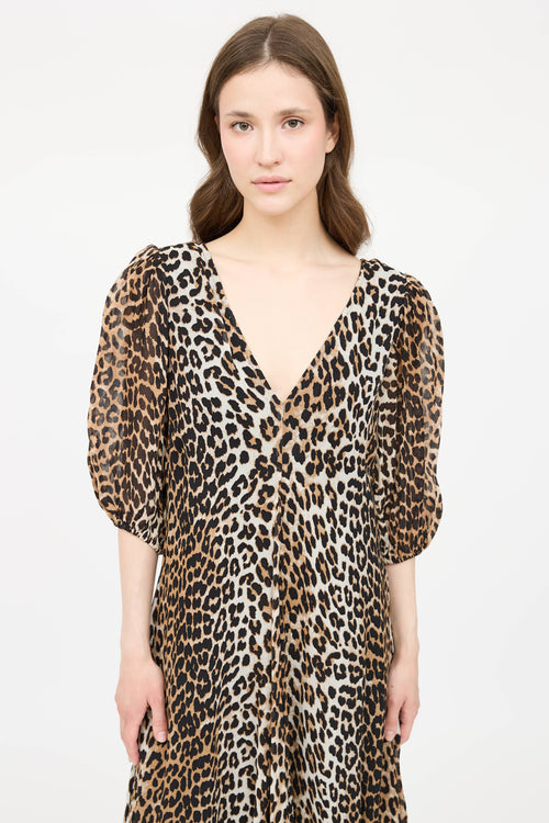 GanniPrinted V-Neck Dress