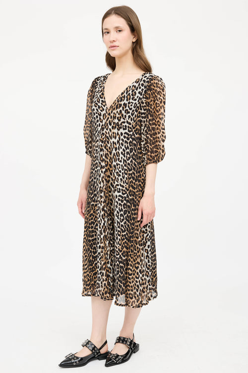 GanniPrinted V-Neck Dress