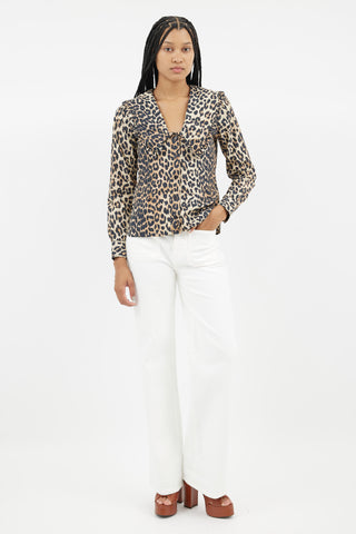 Ganni Brown & Black Print Shirt