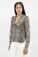 Ganni Brown & Black Print Shirt