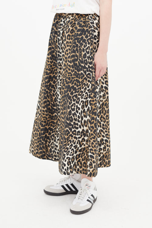 Ganni Brown & Black Print Skirt