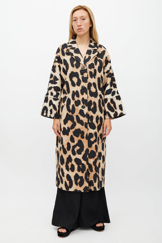 Ganni Brown & Black Printed Light Coat
