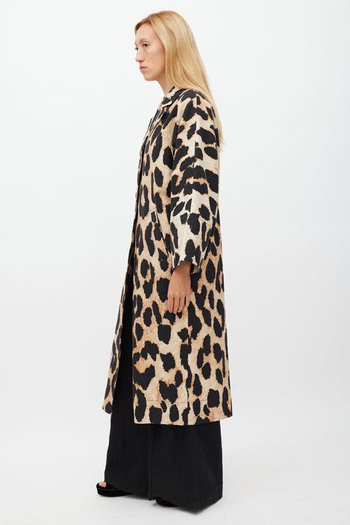 Ganni Brown & Black Printed Light Coat