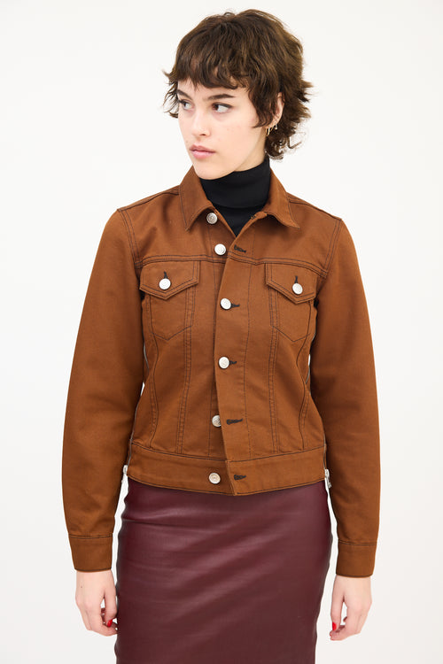 Ganni Brown Denim Side Zip Jacket