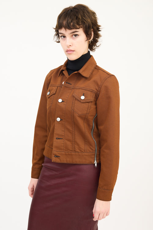 Ganni Brown Denim Side Zip Jacket