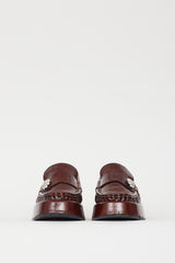 Ganni Brown Patent Retro Gem Platform Loafer