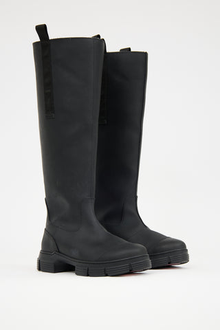 Ganni Rubber & Shearling Lined Country Boot