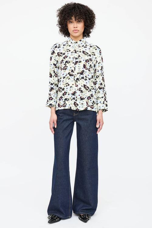 Ganni Floral Button Up Top