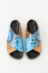 Ganni Embossed Leather Crossover Sandal