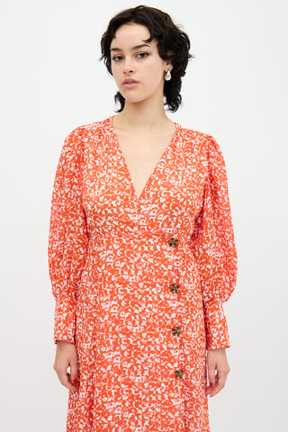 Ganni Floral Crepe Midi Dress