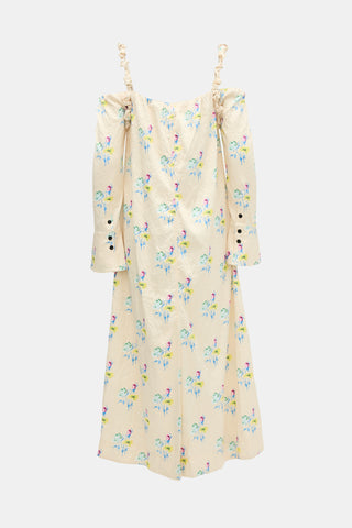 Ganni Floral Cold Shoulder Dress
