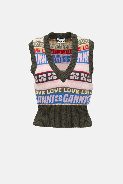 Ganni Wool Intarsia Vest