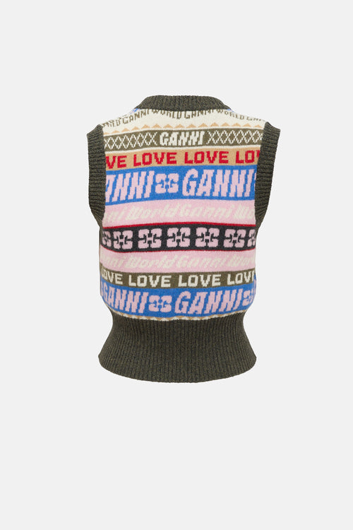 Ganni Wool Intarsia Vest