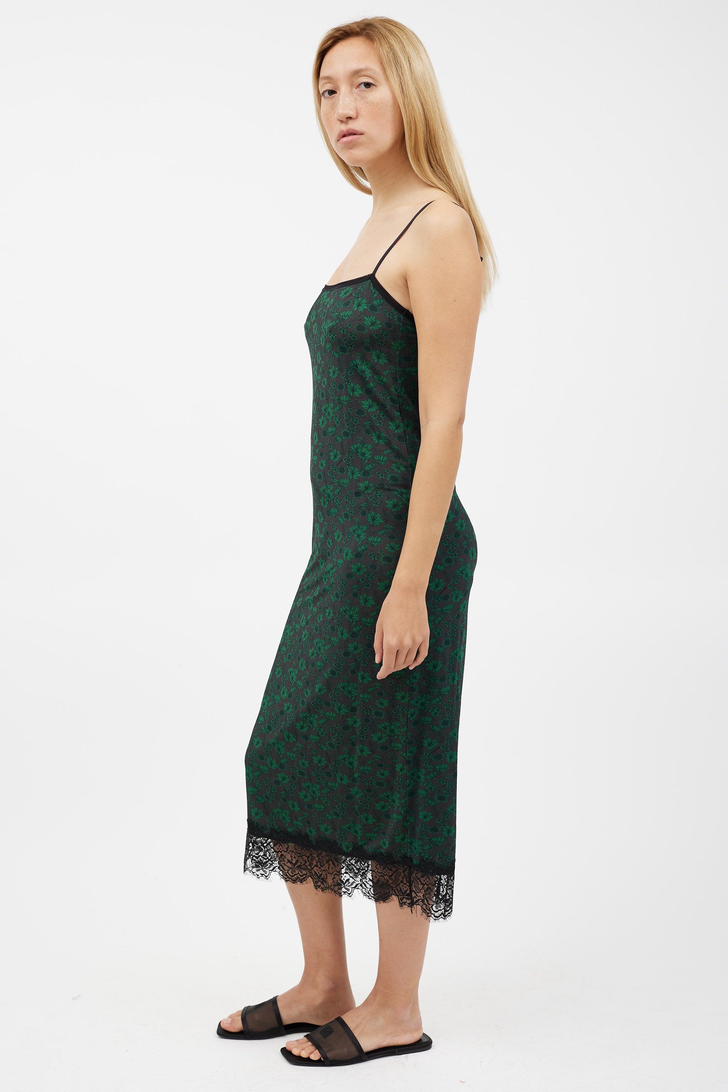 Ganni // Black & Green Floral Dress VSP Consignment Ganni // Black & Green Floral Dress VSP Consignment
