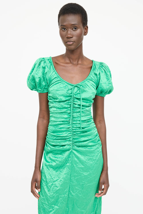 Ganni Ruched Crinkle Dress
