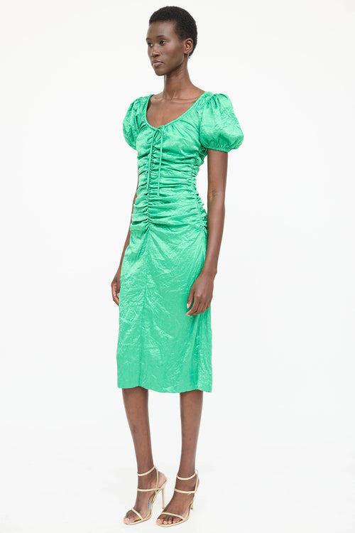 Ganni Ruched Crinkle Dress
