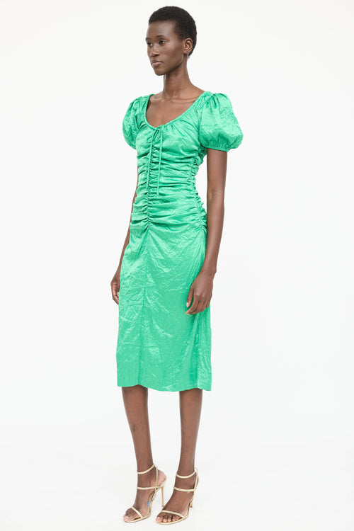 Ganni Ruched Crinkle Dress
