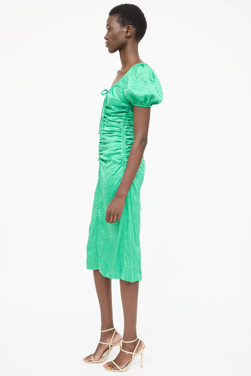 Ganni Ruched Crinkle Dress