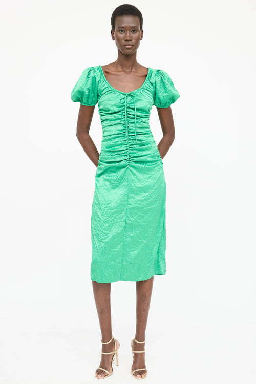 Ganni Ruched Crinkle Dress