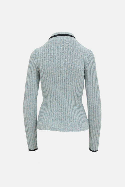 Ganni Ribbed Half Button Top