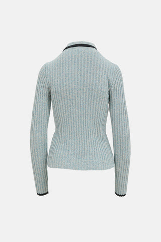 Ganni Ribbed Half Button Top