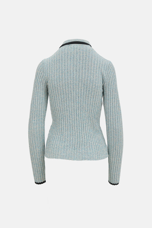 Ganni Ribbed Half Button Top