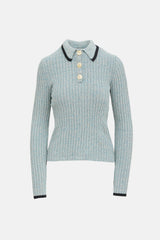 Ganni Ribbed Half Button Top